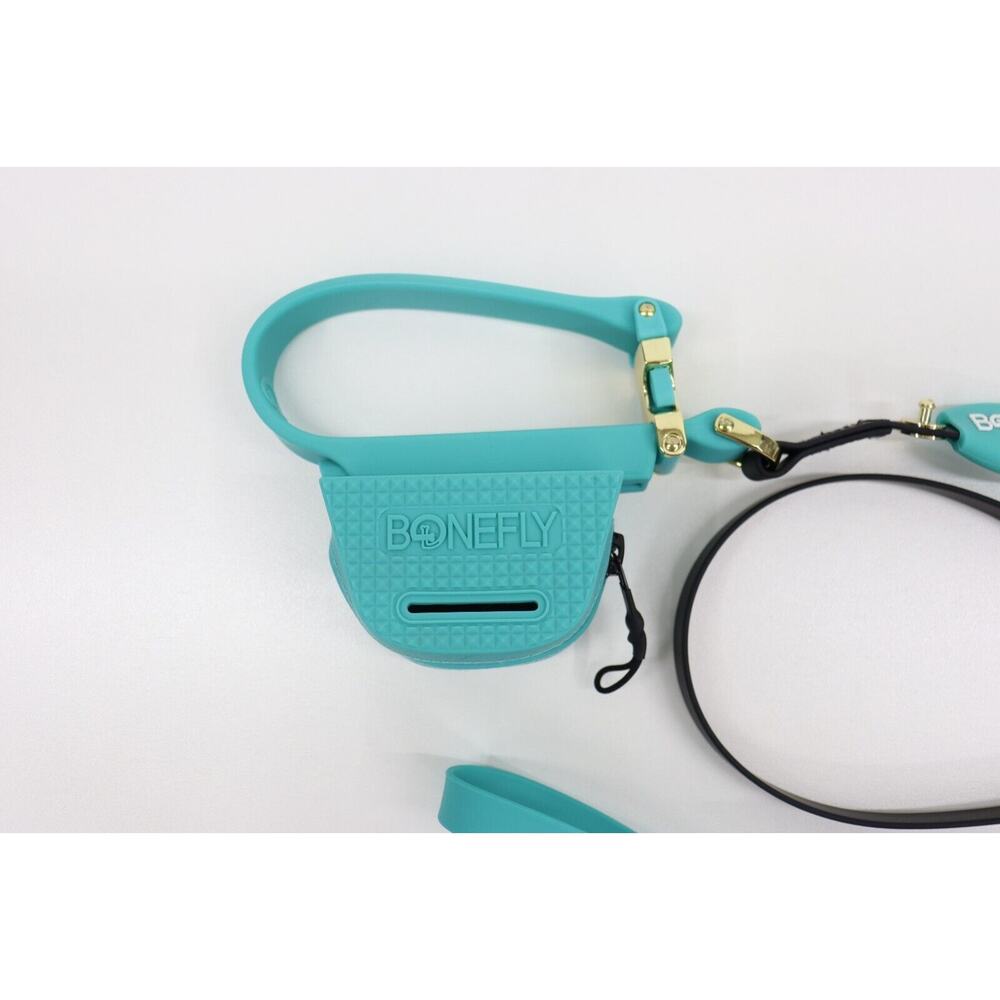 BONEFLY Boneflex Teal XXS HARNESS Aqua Swarovski & Flexfly LEASH -50" - Picture 3 of 9